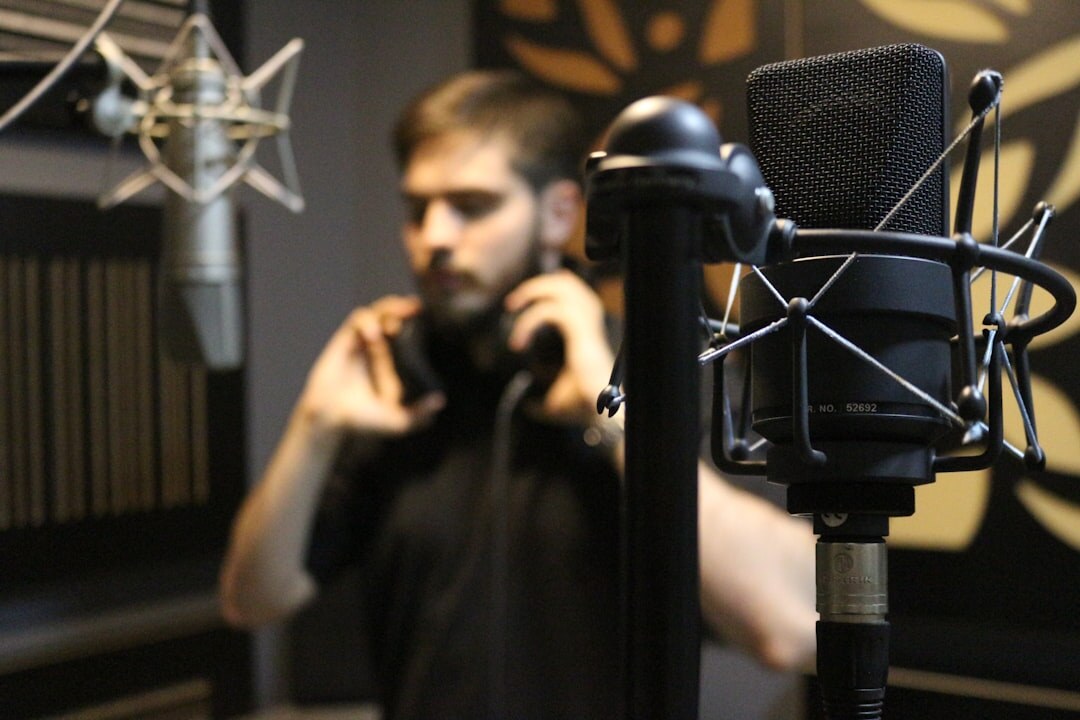 podcaster recording in studio