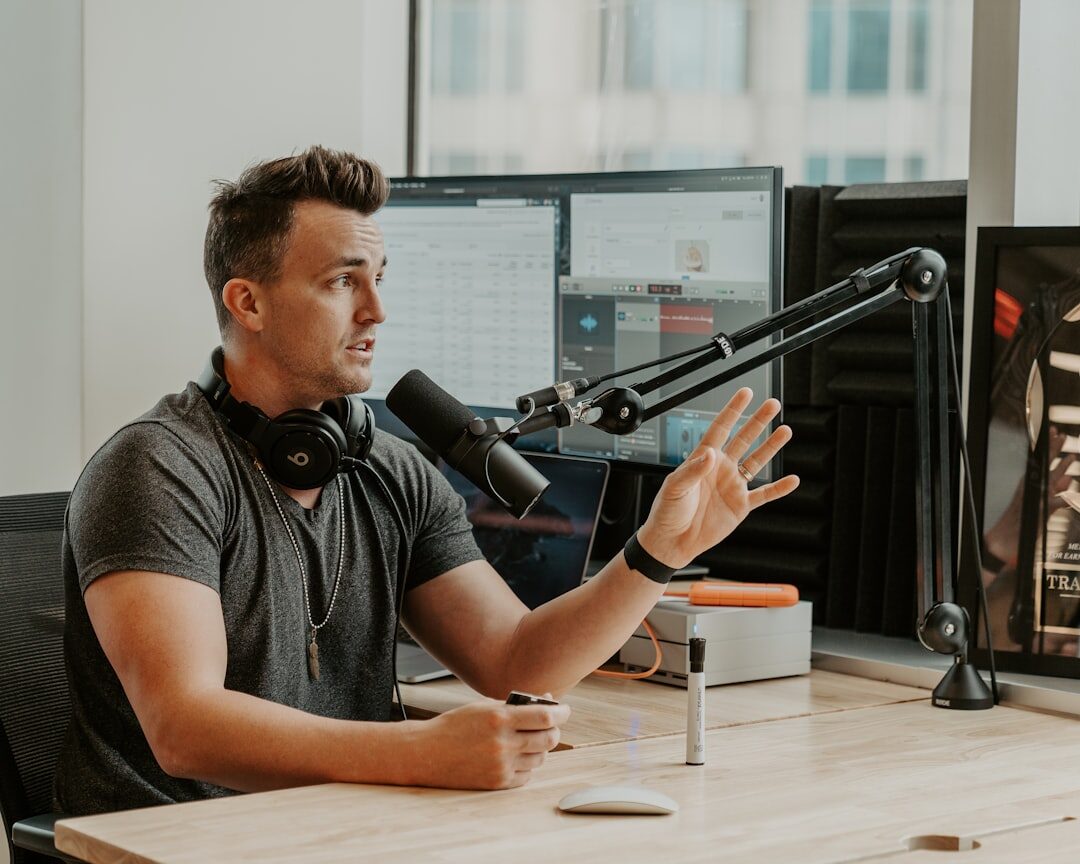 podcast host recording