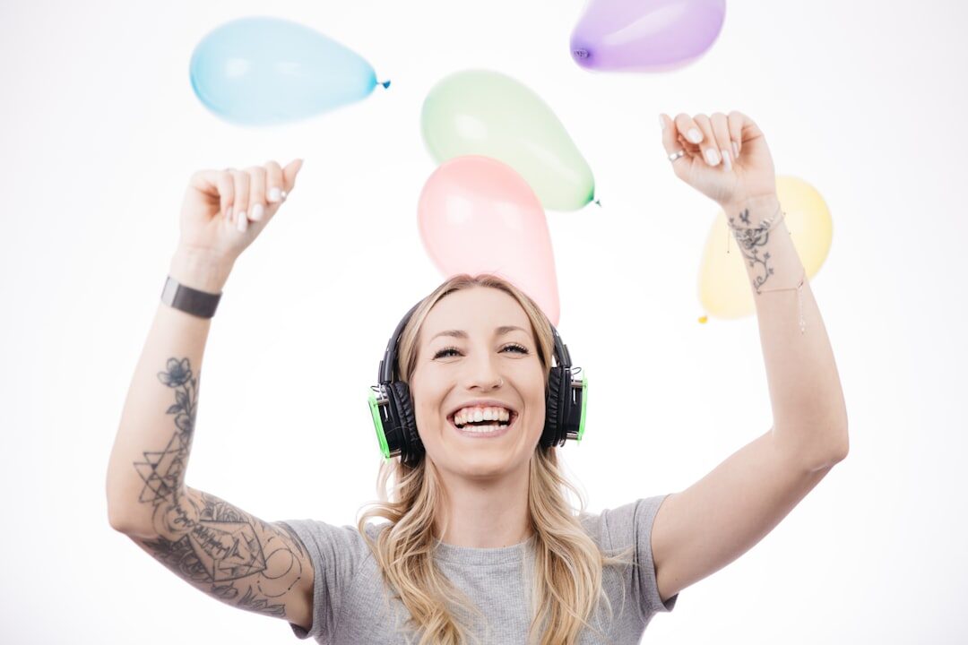 podcaster celebrating